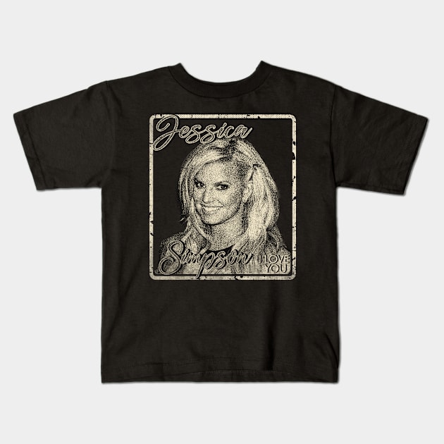 Jessica Simpson i love you vintage design on top Kids T-Shirt by agusantypo